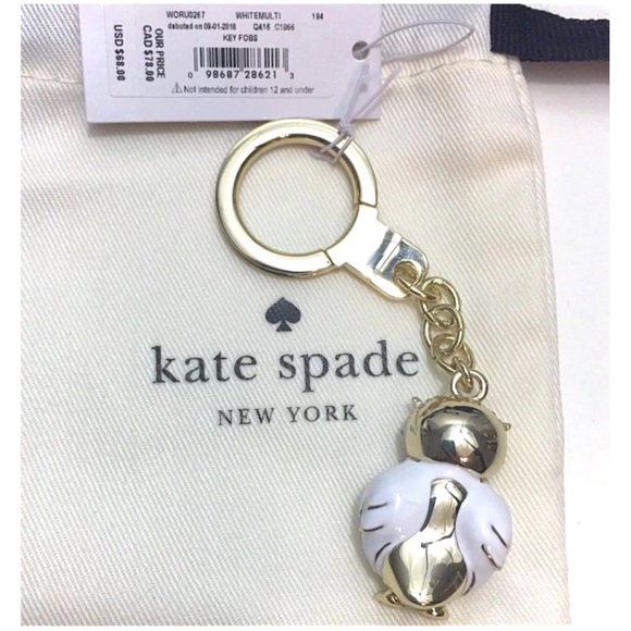 Kate Spade Snowy Owl Handbag Charm Keychain New - Picture 2 of 5
